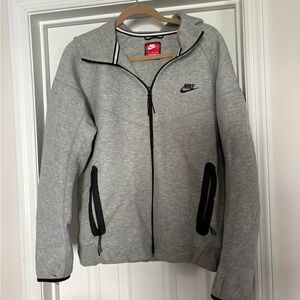Nike Tech Grey Zip-Up Hoodie Jacket with Black Trim